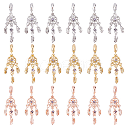 DICOSMETIC 18Pcs 3 Colors Rack Plating Alloy European Dangle Charms FIND-DC0001-25-1