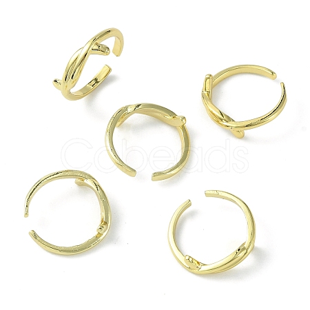 Rack Plating Brass Knot Open Cuff Ring RJEW-K243-02G-1