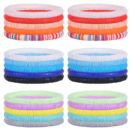 30Pcs 15 Colors Polymer Clay Heishi Surfer Stretch Bracelets Set BJEW-SW00134-1