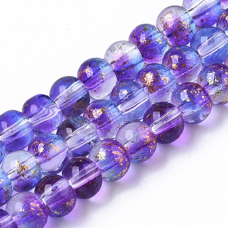 Transparent Spray Painted Glass Bead Strands GLAA-N035-03A-B03-1