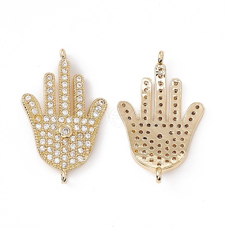 Brass Micro Pave Clear Cubic Zirconia Connector Charms KK-E068-VC077-1