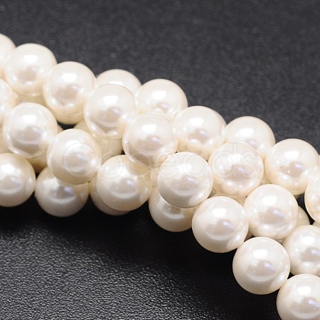Shell Pearl Beads Strands X-BSHE-E008-8mm-12-1