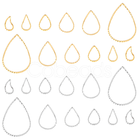 90Pcs 12 Style Teardrop Brass Linking Rings KK-PH0009-91-1