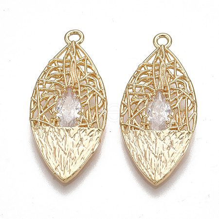 Brass Filigree Pendants KK-T038-434G-1