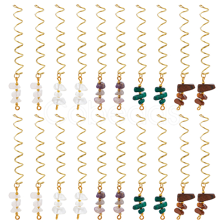 6 Sets 5 Styles Natural Tiger Eye & Rose Quartz & Amethyst FIND-NB0002-61-1