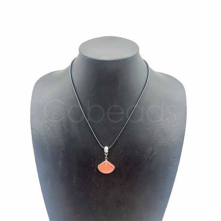 Synthetic Goldstone Fan-Shaped Pendant Necklaces VA7169-9-1