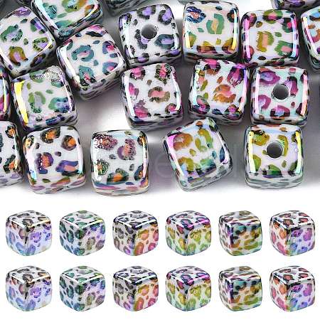30Pcs UV Plating Opaque Acrylic Beads OACR-FS0002-56-1
