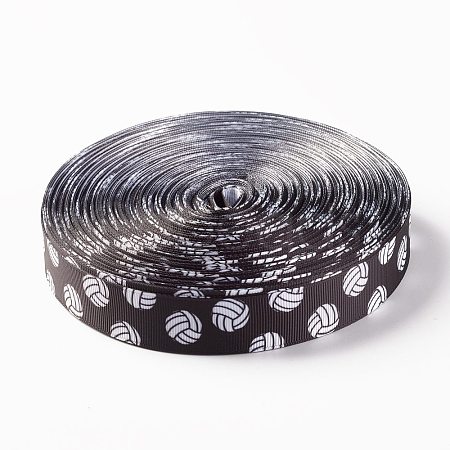 Single Face Volleyball Printed Polyester Grosgrain Ribbons SRIB-P019-01-1