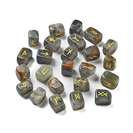 Rectangle Natural Bloodstone Rune Stones G-Z059-01L-1