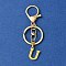 304 Stainless Steel Initial Letter Charm Keychains, with Alloy Clasp, Golden, Letter U, 8.5cm