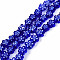 Handmade Millefiori Glass Bead Strands, Plum Bossom, Medium Blue, 6~7x6~8x2.5~3mm, Hole: 1mm, about 63~65pcs/strand, 15.55 inch~15.94 inch(39.5~40.5cm)