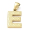 Ion Plating(IP) 316L Surgical Stainless Steel Pendants, Nickel Free, Real 18K Gold Plated, Letter Charm, Textured, Letter E, 17x11x1.6mm, Hole: 3.5mm