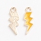 Alloy Enamel Pendants, Lightning, Light Gold, Yellow, 20.5x7.5x1.5mm, Hole: 2mm