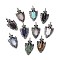 Natural & Synthetic Mixed Gemstone Faceted Big Pendants, Dragon Claw with Arrowhead Charms, with Antique Silver Plated Alloy Findings, Mixed Dyed and Undyed, 55x27.5x10.5mm, Hole: 6mm