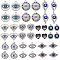 SUNNYCLUE 40Pcs 10 Styles Alloy Crystal Rhinestone Pendants, with Enamel Evil Eye, Heart & Rectangle & Flat Round Charms, Platinum, 14.5~29x16~21x2~3mm, Hole: 1.2~2mm, 4Pcs/style