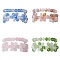 2Pcs 2 Style Glass Braided Beaded Flower Stretch Rings Set for Women, Mixed Color, Inner Diameter: 17.5~18mm, 1Pc/style