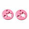 Spray Painted Brass Charms, Flat Round with Star, Hot Pink, 14.5x14.5x2.5mm, Hole: 2mm