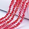 Electroplate Glass Beads Strands, AB Color Plated, Faceted, Rondelle, Red, 4x3mm, Hole: 0.4mm, about 113~115pcs/strand, 41~42cm