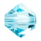 Preciosa&reg Crystal Beads, Czech Crystal, Bicone(451 69 302 Rondelle), 60010 Aqua Bohemica, 5mm, Hole: 1mm