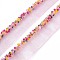 Organza Ribbon, with Glass Seed Beads, Garment Accessories, Medium Violet Red, 16~19mm