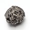 Tibetan Style Alloy Lion Head Beads, Gunmetal, 12x13x9.5mm, Hole: 2mm