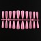 Solid Color Plastic Seamless Toe False Nail, Practice Manicure Nail Art Tool, Pink, 26~32x6~13mm, 20pcs/set.