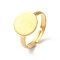 304 Stainless Steel Pad Ring Settings, Flat Round, Real 18K Gold Plated, US Size 7 1/4(17.5mm), Tray: 12mm.