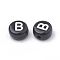 Opaque Acrylic Beads, Horizontal Hole, Alphabet Style, Flat Round, Letter.B, 7x4mm, Hole: 1.5mm, about 370pcs/50g