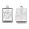 Brass Pendants, Nickel Free, Rectangle with Saint, Real Platinum Plated, 22.5x14x2mm, Hole: 1.8mm