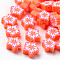 Handmade Polymer Clay Beads, for DIY Jewelry Crafts Supplies, Flower, Orange Red, 9~12x9~12x4~5mm, Hole: 1.6mm