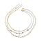 3Pcs 3 Style Brass Star Charm Necklaces Set, Natural Quartz Crystal Bullet & Chips Beaded Stackable Necklaces for Women, White, 15.31~20.39 inch(38.9~51.8cm), 1Pc/style