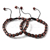 Adjustable Natural Red Jasper and Non-magnetic Synthetic Hematite Braided Bead Bracelets BJEW-Z090-01M-4