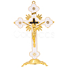 Religion Alloy Enamel Crucifix Cross Statue Display Decorations DJEW-WH0043-105D-1