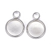 201 Stainless Steel Pendant Cabochon Settings STAS-F191-14S-A-3