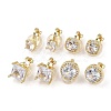 Brass Micro Pave Clear Cubic Zirconia Cuff Earrings EJEW-Z148-01G-2