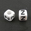 White Letter Acrylic Cube Beads X-PL37C9308-Z-1