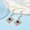 Alloy Crystal Rhinestone Rectangle with Heart Dangle Earrings EJEW-JE05491-04-3