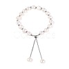 Adjustable Natural Pearl with Brass Chain Slider Bracelets for Women Girl BJEW-T022-16A-2