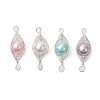 Copper Wire Wrapped Shell Pearl Connector Charms PALLOY-JF03114-2