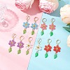 304 Stainless Steel Flower with Leaf Leverback Earrings EJEW-MZ00456-1