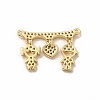 Rack Plating Brass Micro Pave Clear Cubic Zirconia Heart Connector Charms KK-G456-01G-01-2