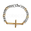 201 Stainless Steel Cross Link Bracelets BJEW-G785-01GP-4