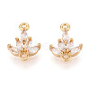 Brass Pave Clear Cubic Zirconia Connector Charms KK-T078-03G-03-1