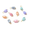 Opaque Baking Paint Crackle Glass Beads Pendants PALLOY-JF01242-1