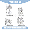 FIBLOOM 4 Pairs 4 Style Brass Micro Pave Cubic Zirconia Stud Earrings with Plastic Imitation Pearls EJEW-FI0003-11-2