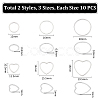 60Pcs 6 Styles 304 Stainless Steel Linking Ring STAS-UN0056-44-3