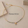 Stainless Steel Heart Pendant Faceted Round Natural Turquoise with Miyuki Beaded Necklaces UF0843-6-2
