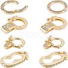 8Pcs 4 Style Brass Micro Pave Clear Cubic Zirconia Twister Clasps ZIRC-CA0001-09-1