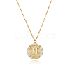 925 Sterling Silver 12 Constellation Necklace Gold Horoscope Zodiac Sign Necklace Round Astrology Pendant Necklace with Zircons Birthday Jewelry Gift for Women Men JN1089E-1
