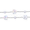 Glass Heart & ABS Plastic Pearl Beaded Chains CHS-N003-06B-4